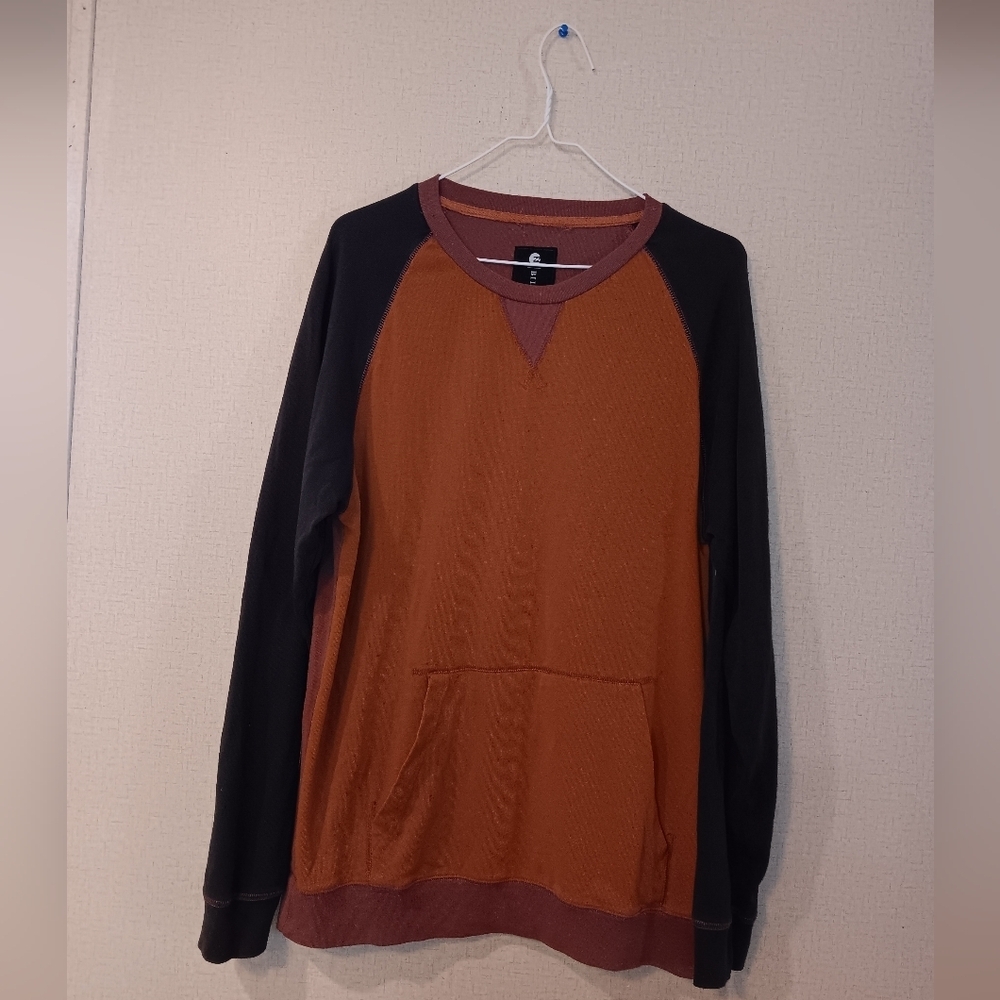 Billabong Men's Crewneck Sweater - Black and Brown Sz M